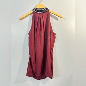 NWT Romeo & Juliet Couture Maroon/ Burgundy Top with Beaded Neckline size M